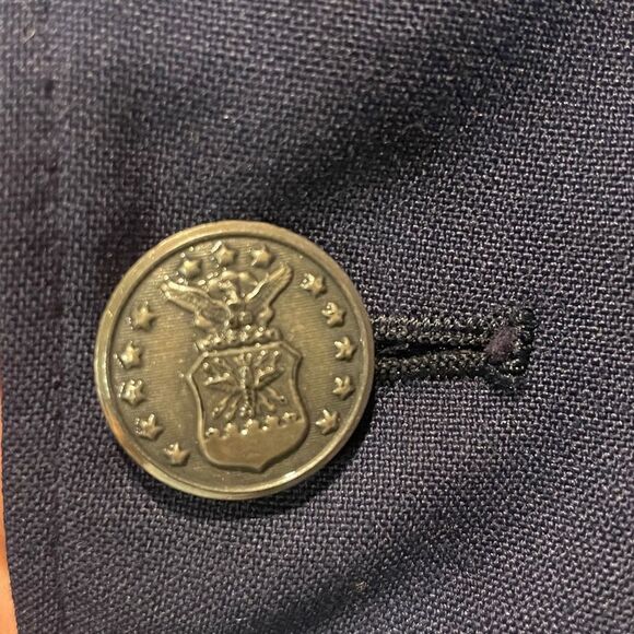 Authentic Vintage Air Force Navy Blue Jacket Front Pockets Gold Buttons- Size 39 - Picture 8 of 12